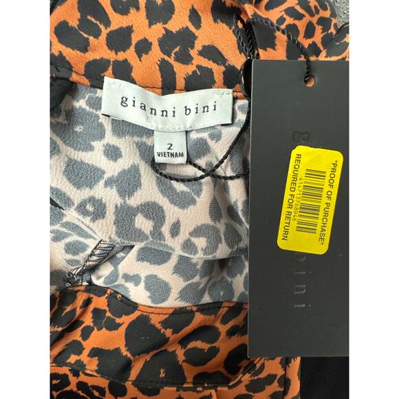 Gianni Bini Canyon Sunset Cheetah Print Puff Sleeve Dress Size 2 NWT DRS Sawyer - Picture 6 of 7
